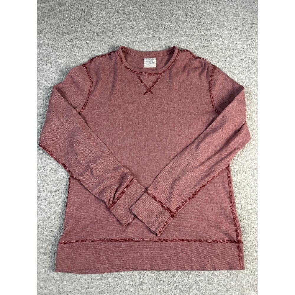 J Crew Sweater Mens Medium Red 100% Cotton Crewneck Pullover Long Sleeve Knit